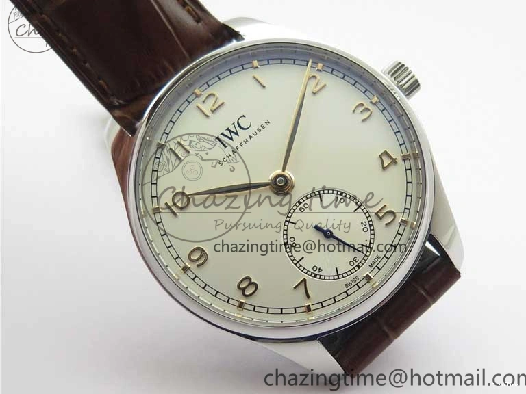 MIROTIME 0408 Original Portuguese IW358304 ZF 1:1 Best Edition SS White Dial RG Markers on Leather Strap A 7077